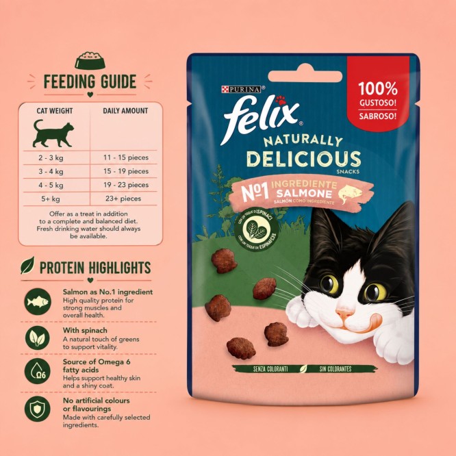 PURINA® FELIX Snack Naturally Delicious Salmone 50g