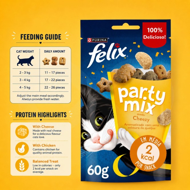 PURINA® FELIX Snack Party Mix Cheezy 60g