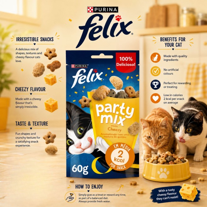 PURINA® FELIX Snack Party Mix Cheezy 60g