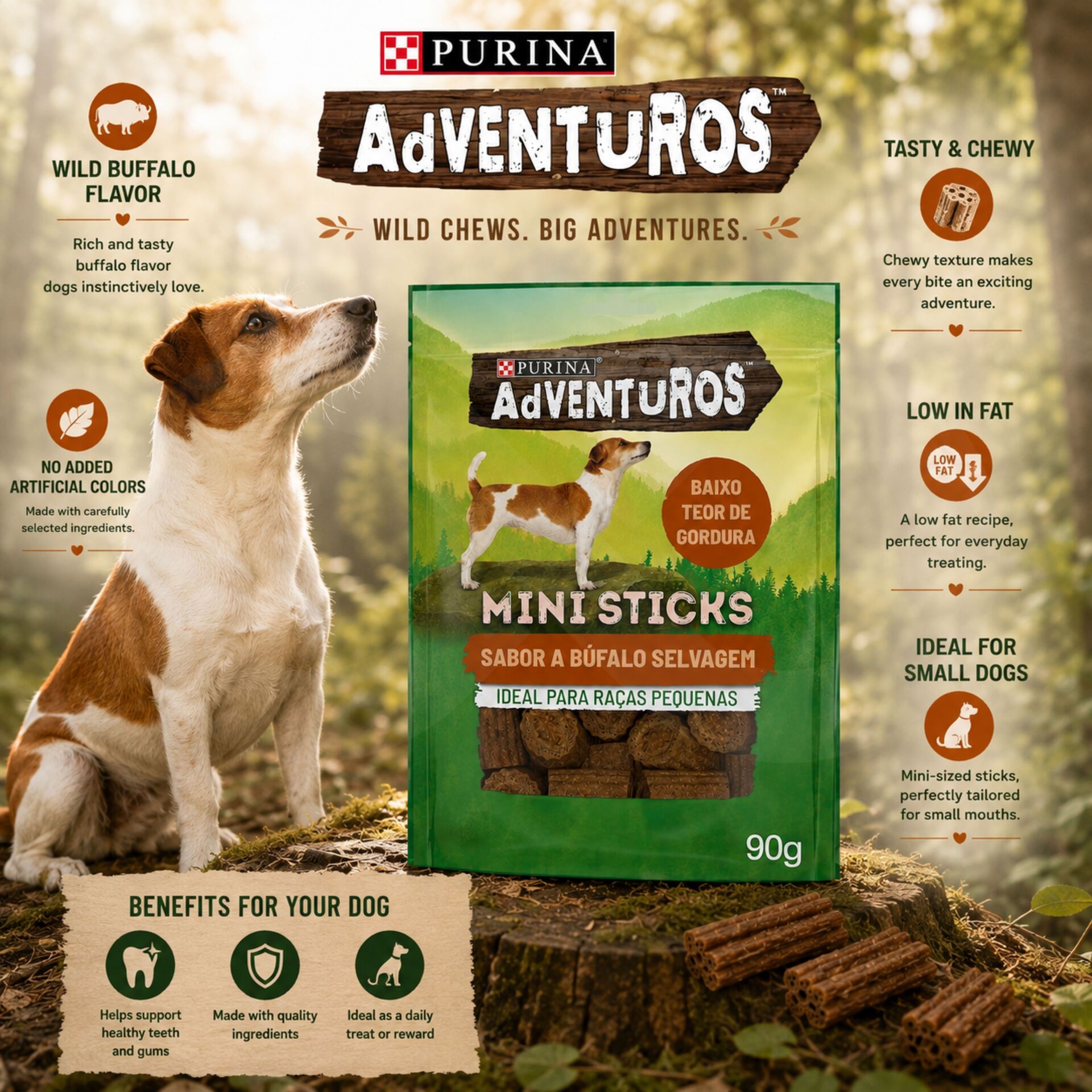 PURINAź ADVENTUROS Mini Sticks Bawól 90g