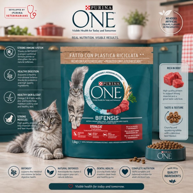 PURINA® ONE Bifensis Manzo 1,5kg