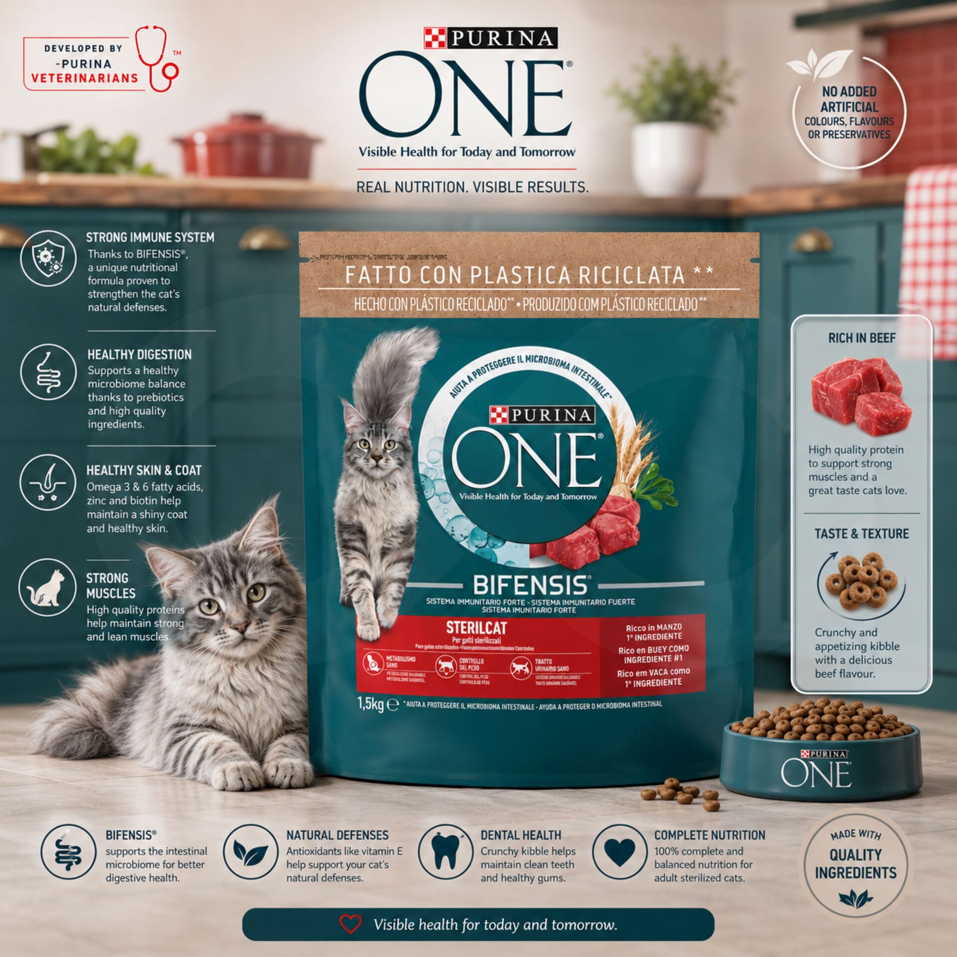 PURINA® ONE Bifensis Manzo 1,5kg