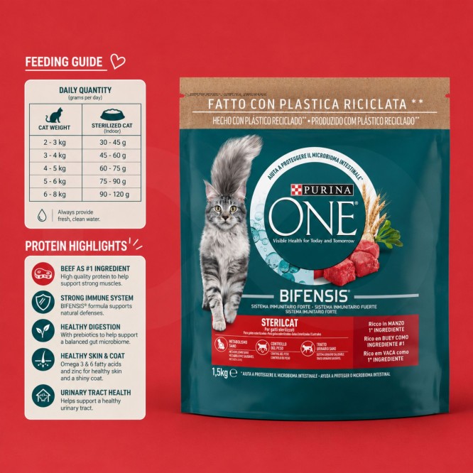 PURINA® ONE Bifensis Manzo 1,5kg