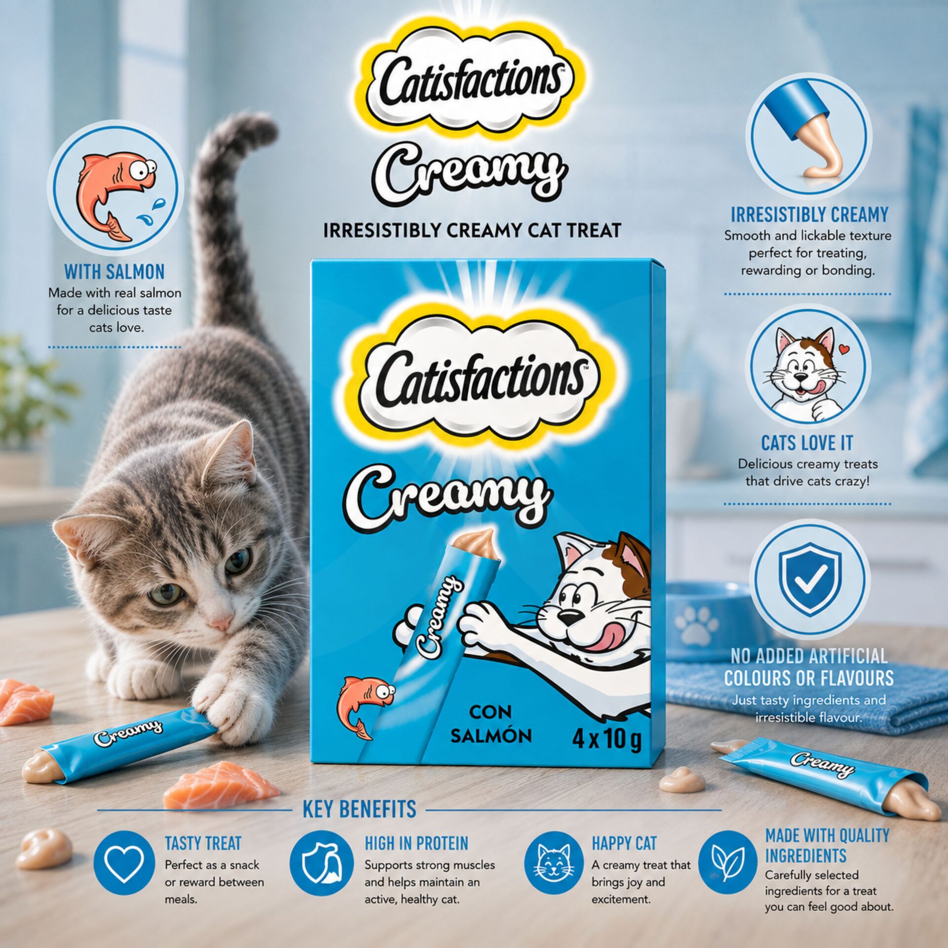 CATISFACTIONS® Creamy Zalm 4x10g