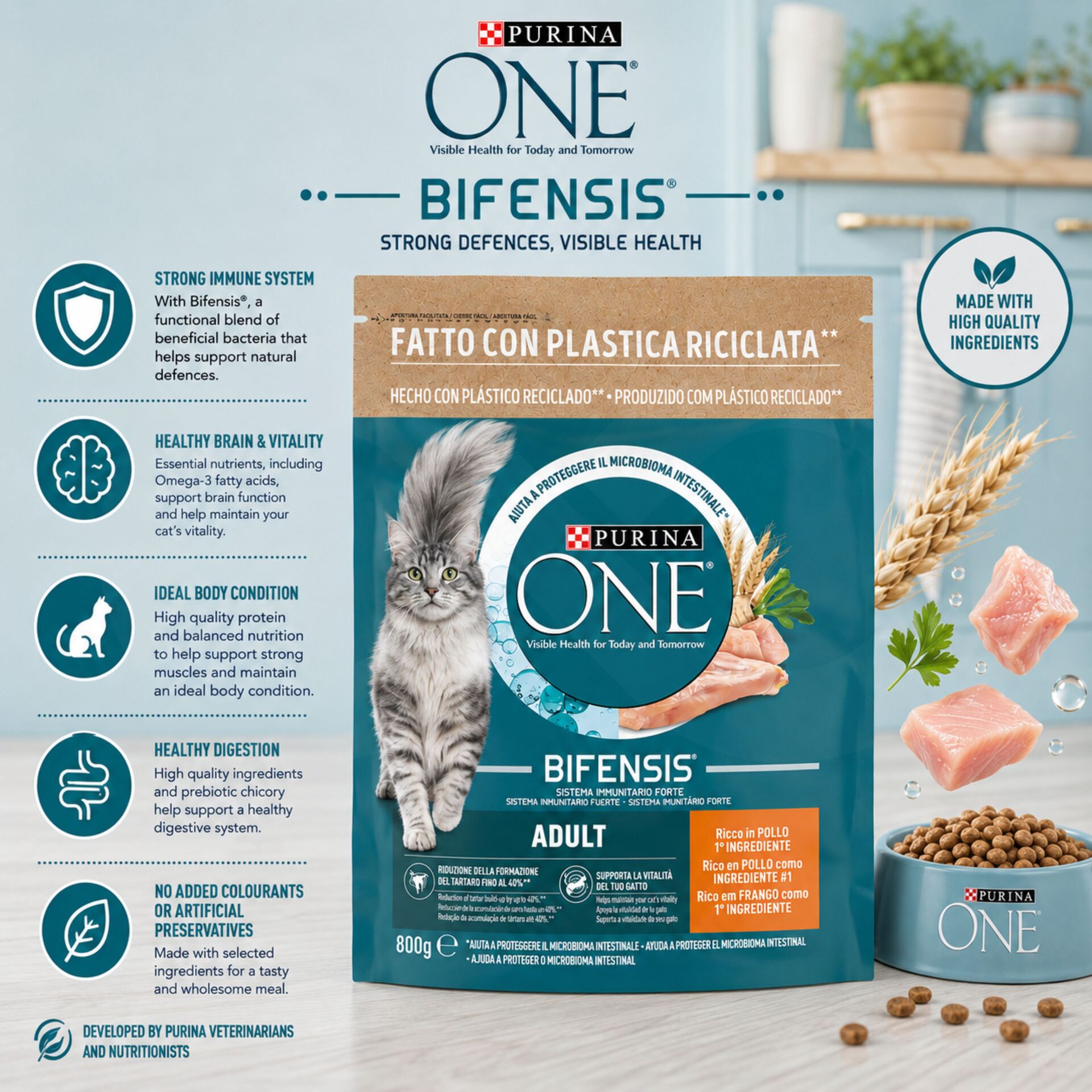 PURINA® ONE Bifensis Adulto Pollo 800g