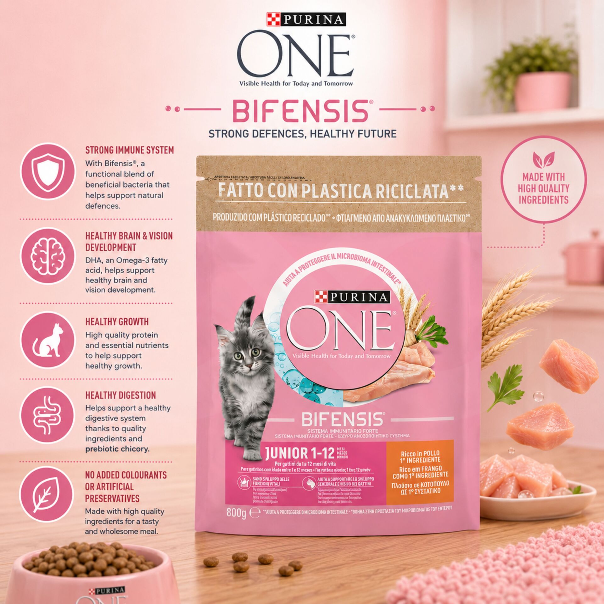 PURINA® ONE Bifensis Junior Frango 800g