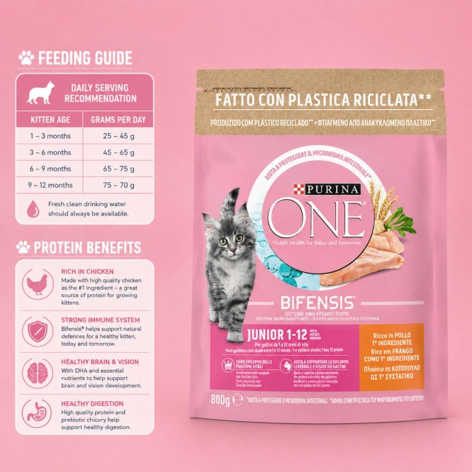 PURINA® ONE Bifensis Junior Frango 800g
