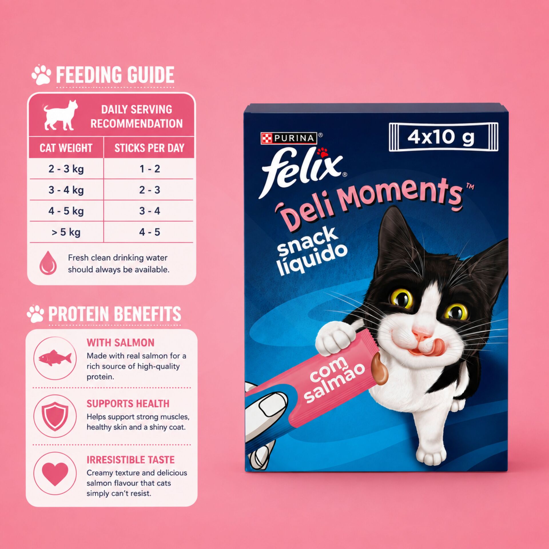 PURINA® FELIX Deli Moments Salmón 4x10g