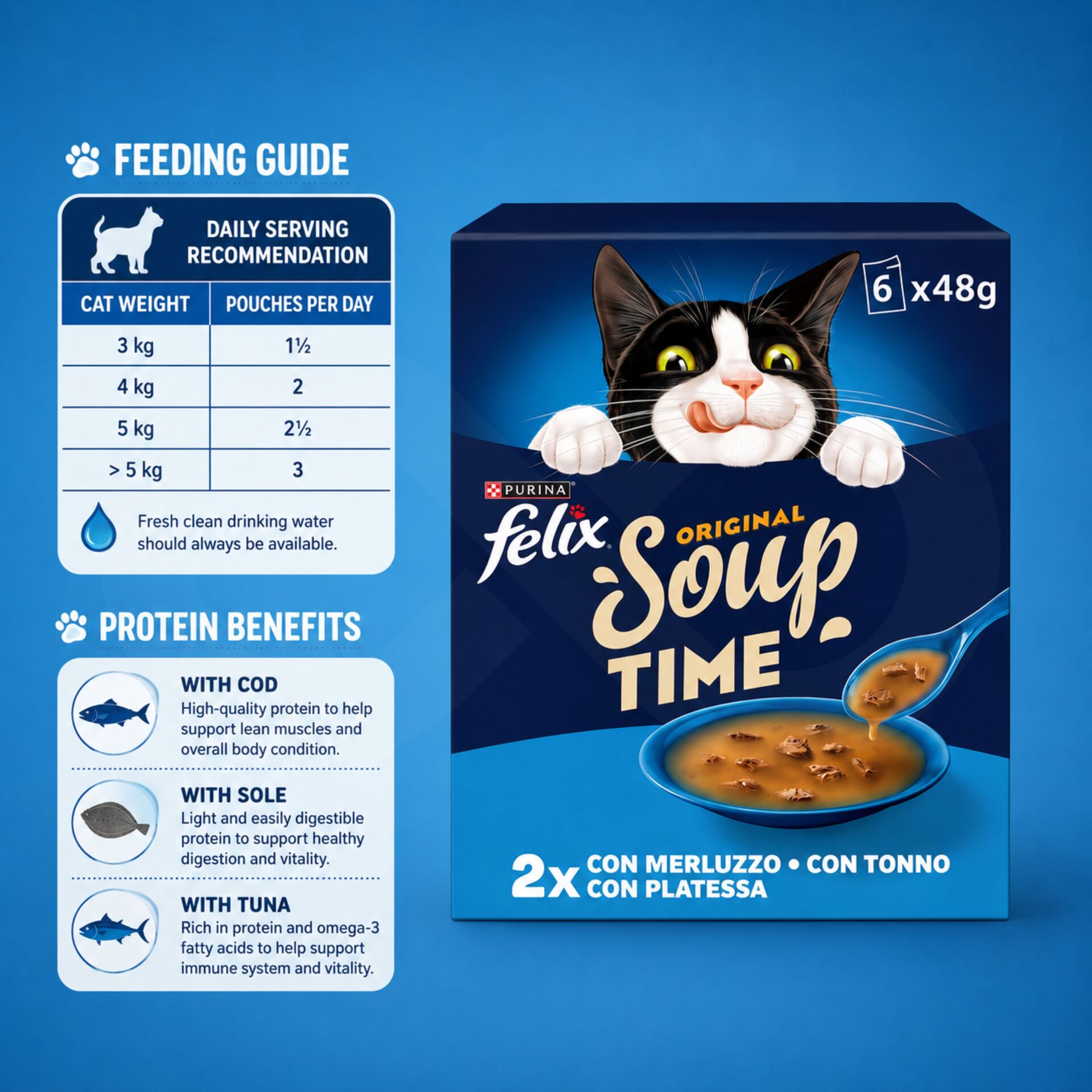 PURINAź FELIX Original Soup Time Ryby 6x48g