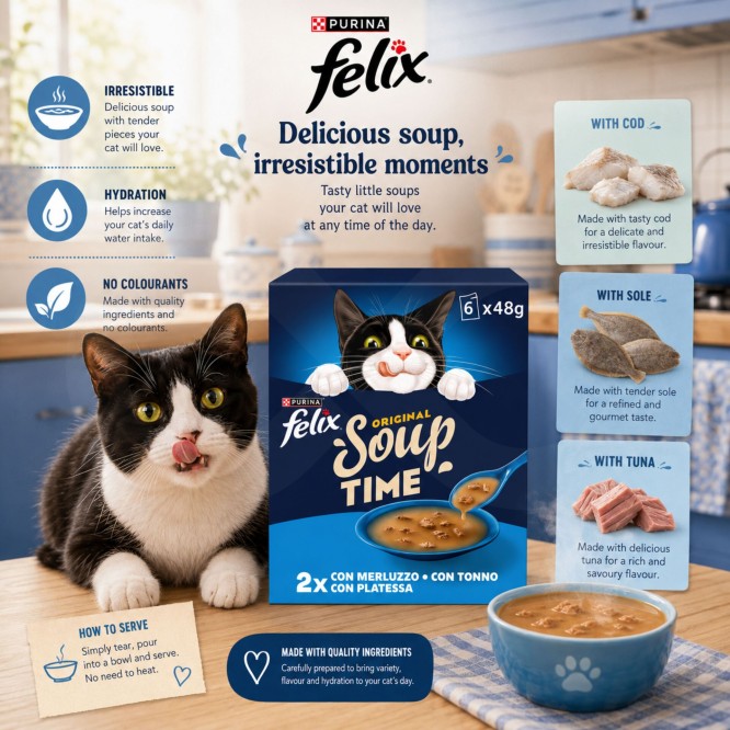 PURINAź FELIX Original Soup Time Ryby 6x48g