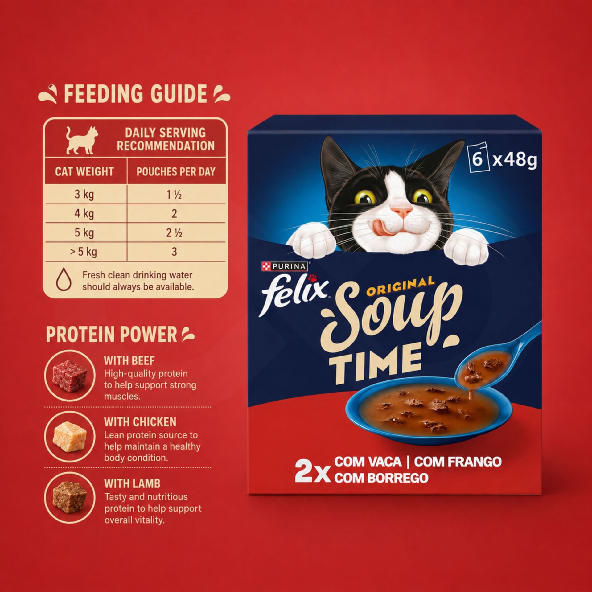 PURINA® FELIX Original Soup Time Carnes 6x48g