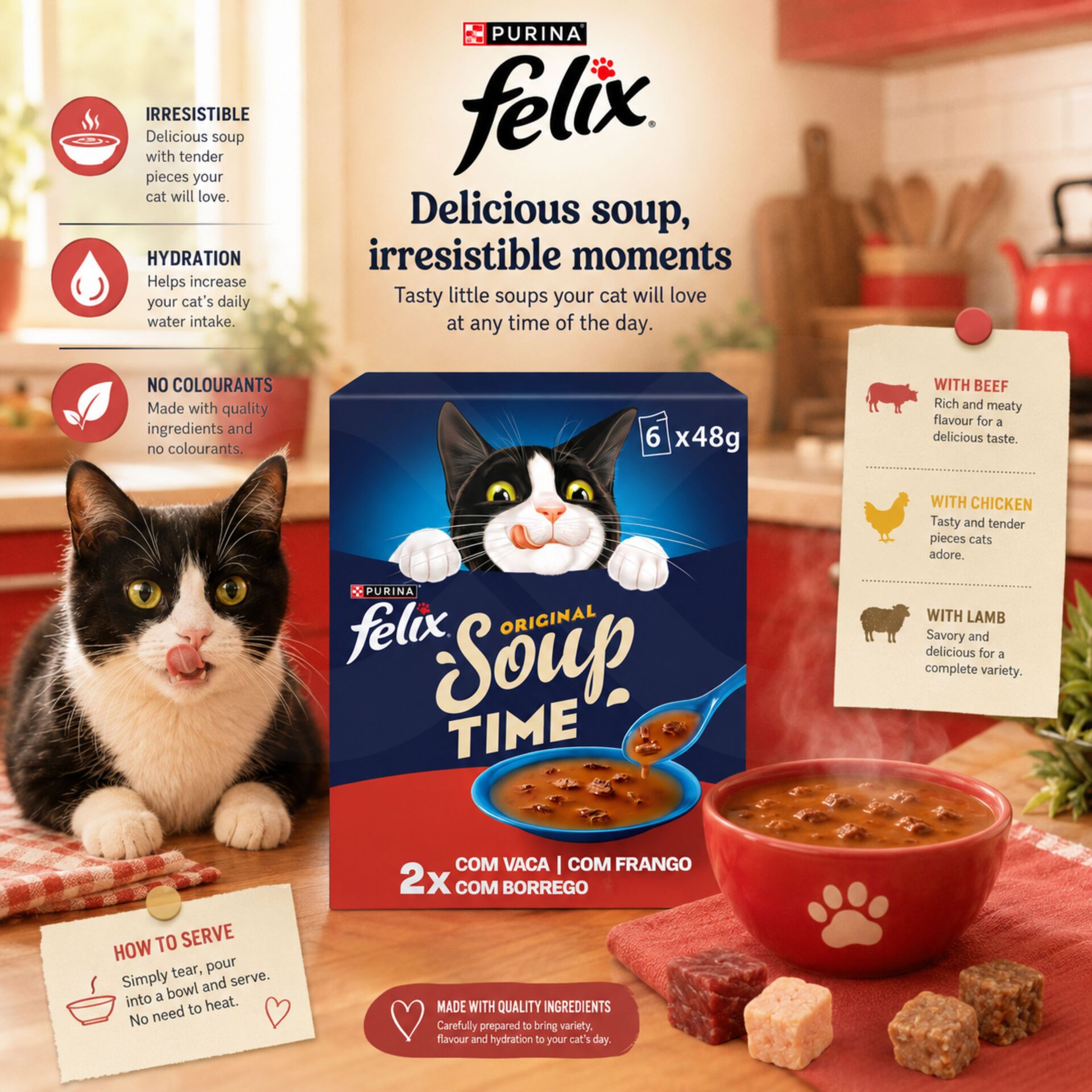 PURINA® FELIX Original Soup Time Carnes 6x48g