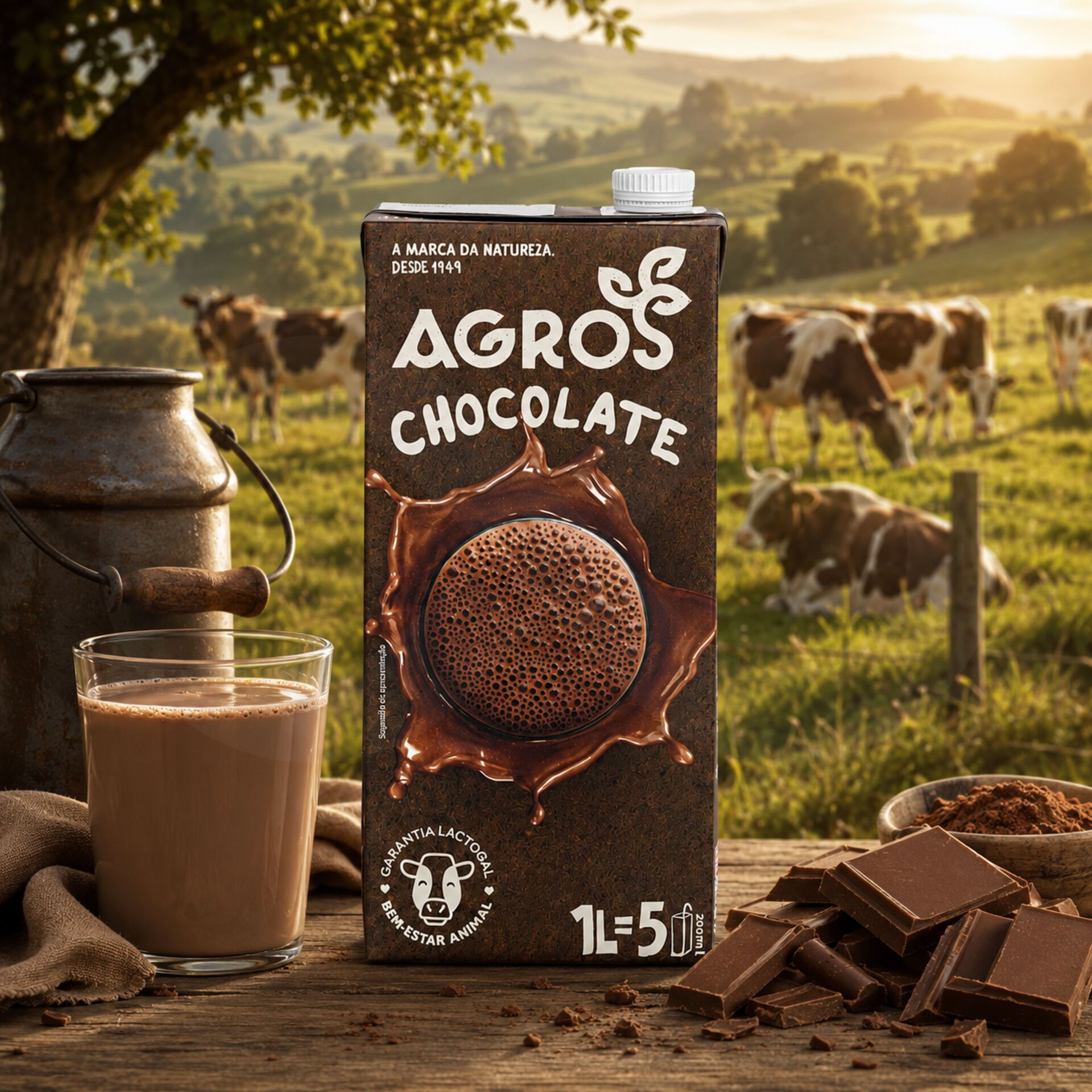 AGROS® Leche Semidesnatada con Chocolate 1L