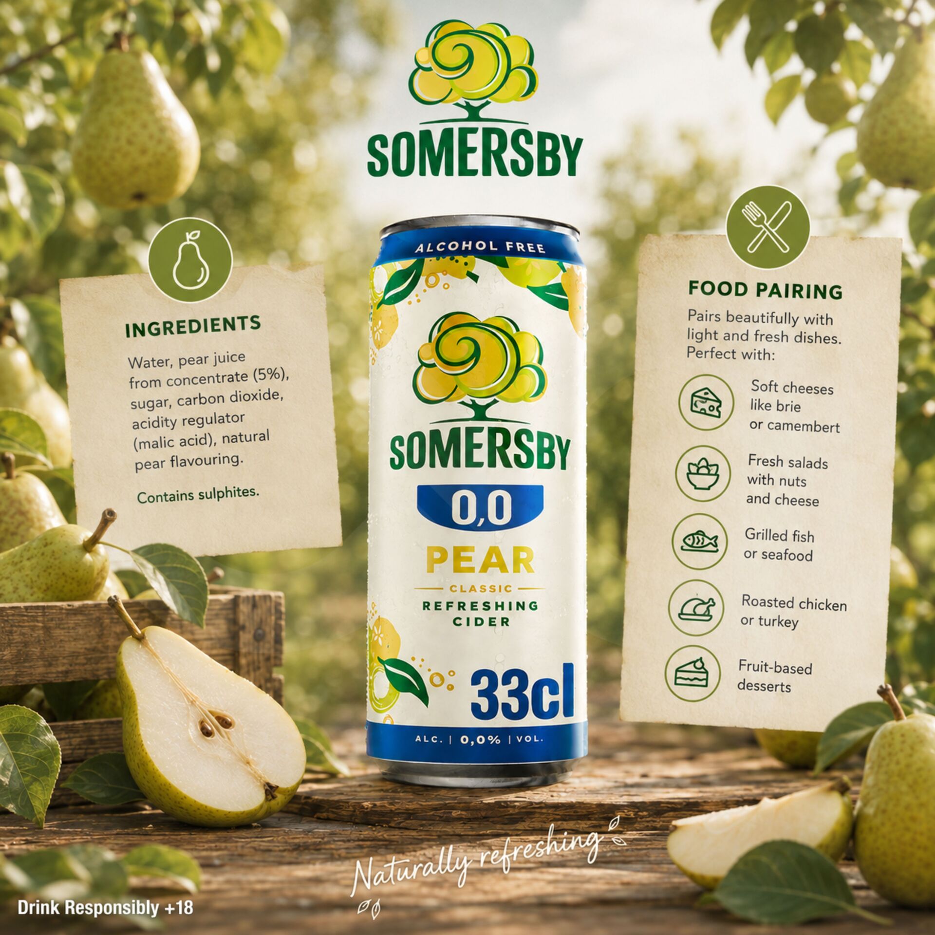SOMERSBY® Pêra 0.0% Alc. 330ml