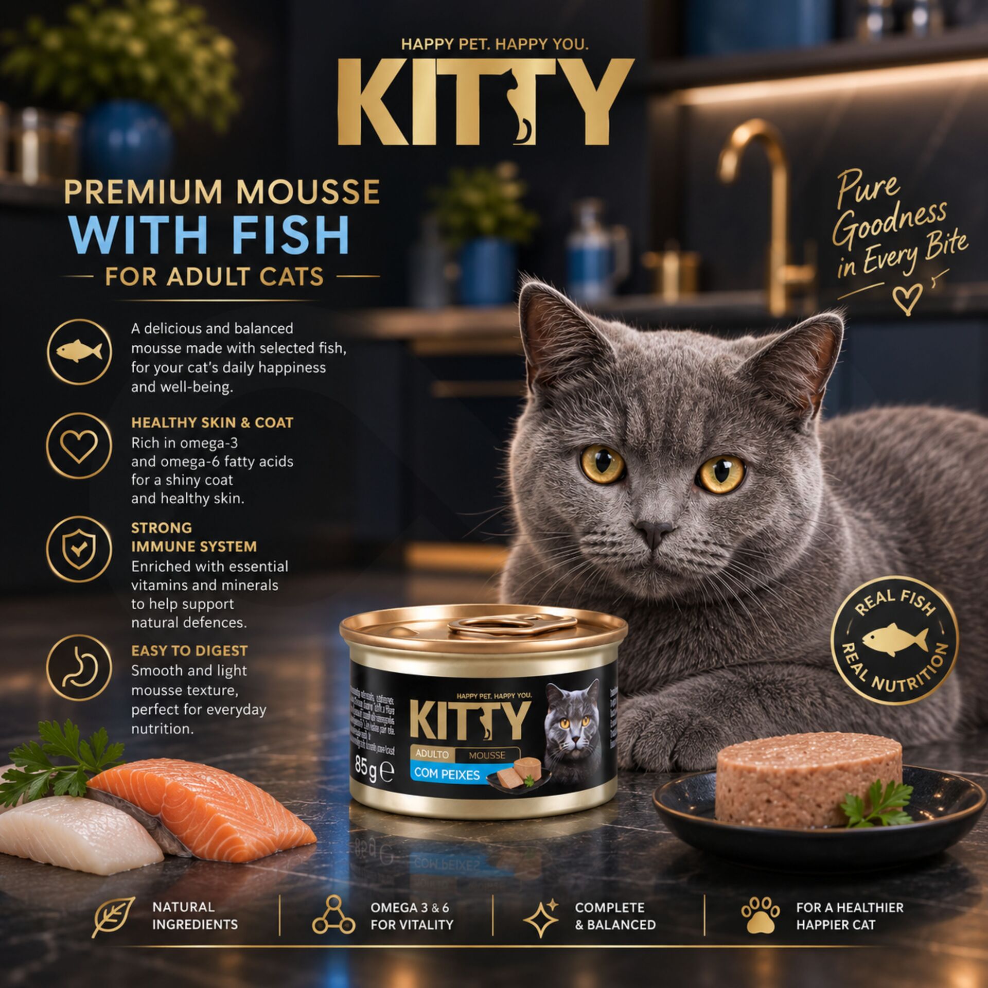 KITTY® Premium Mousse Adult mit Fisch 85g