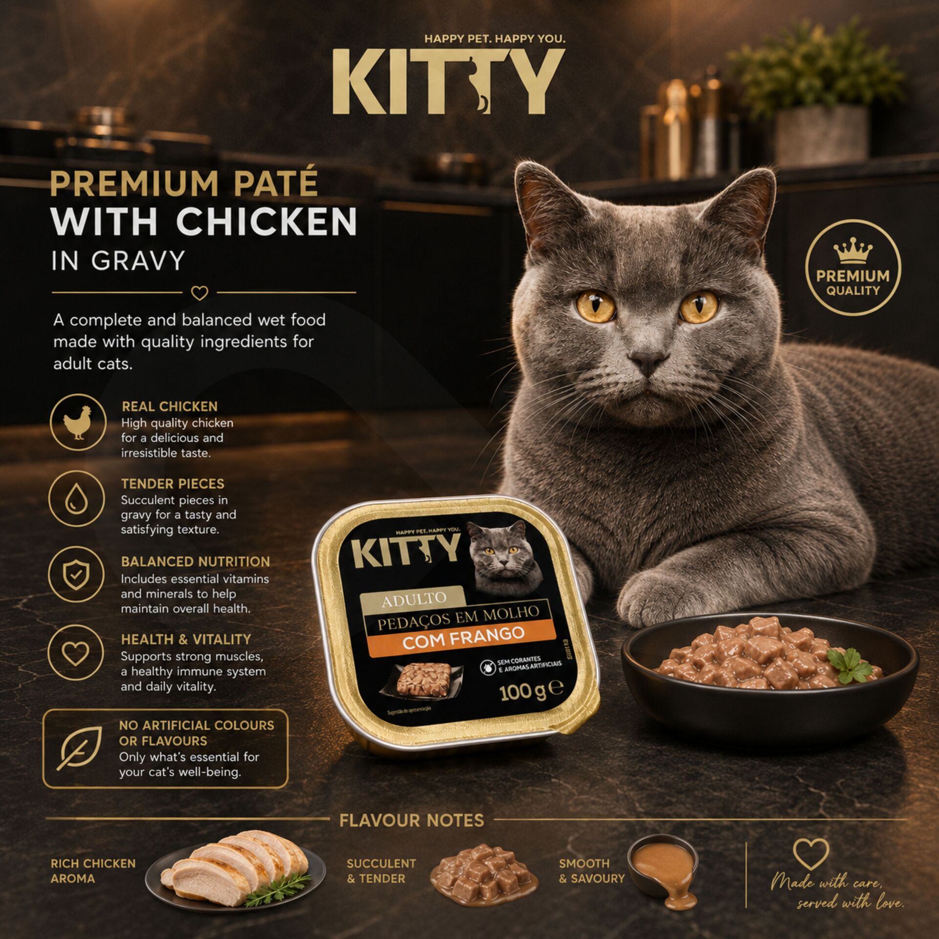 KITTY® Paté Premium Adulto de Pollo 100gr