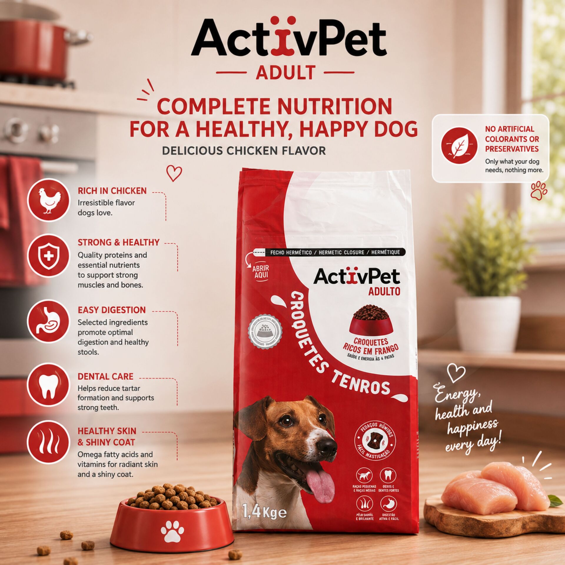 ACTIVPET® Chicken Kibble for Adult Dogs 1.4kg