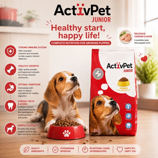 ACTIVPET® Sucha Karma dla Mlodych Psów z Kurczakiem 2kg