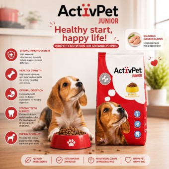 ACTIVPET® Sucha Karma dla Mlodych Psów z Kurczakiem 2kg