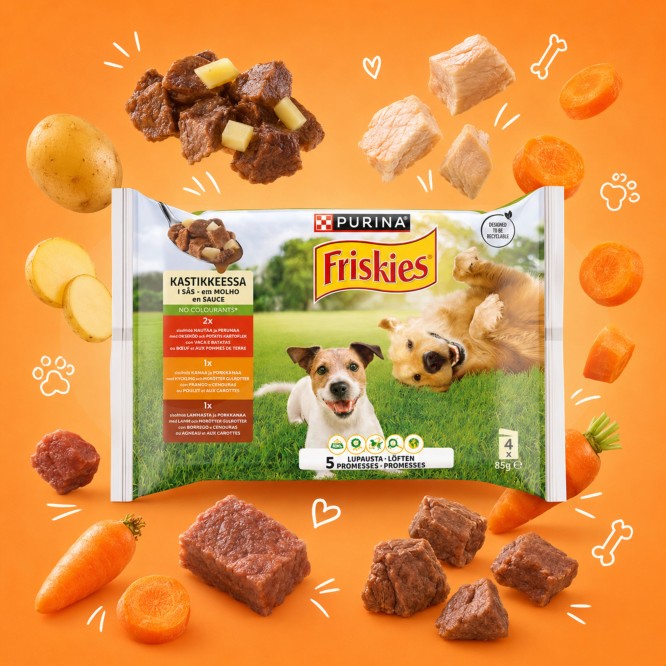PURINA FRISKIES® Nassfutter für Hunde 5 Promises Kartoffel
