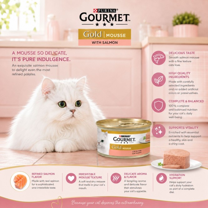 PURINA® Gourmet Gold Mousse com Salmão 85g