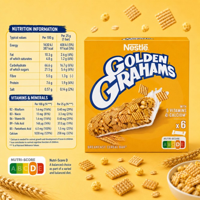 GOLDEN GRAHAMS® Barras de Cereais 6x25g