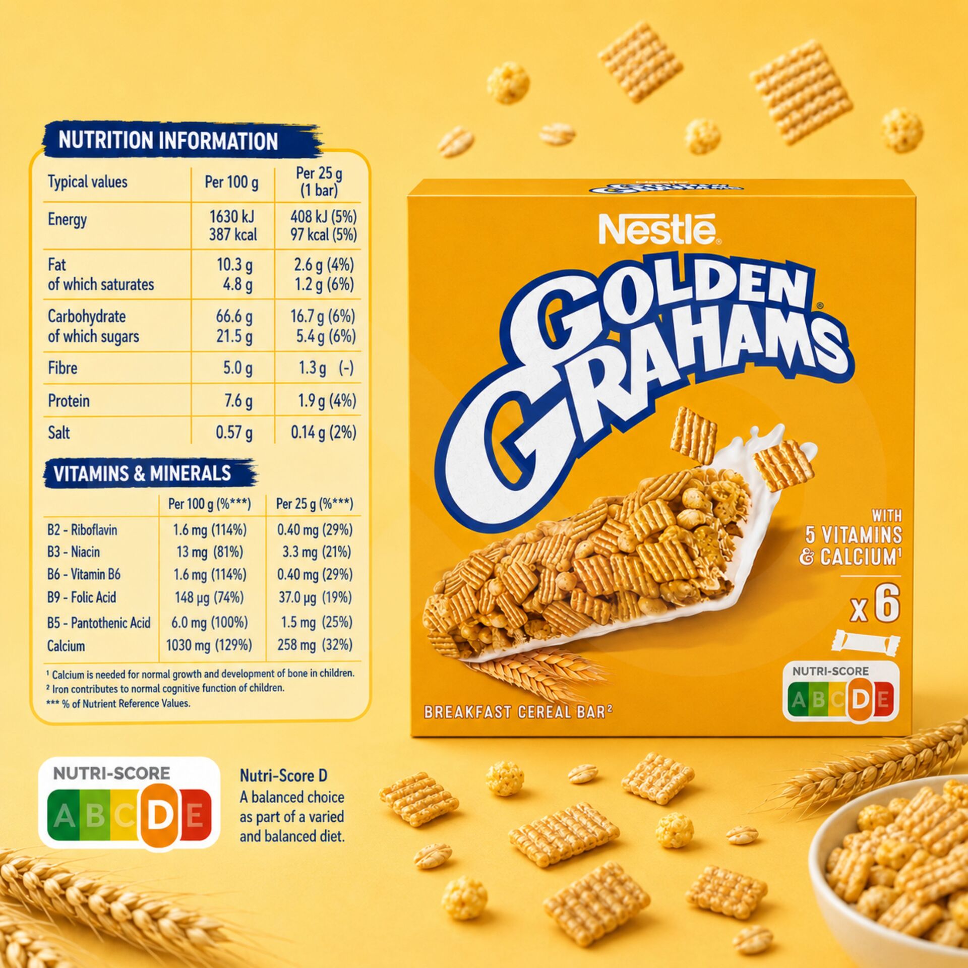 GOLDEN GRAHAMS® Barras de Cereais 6x25g