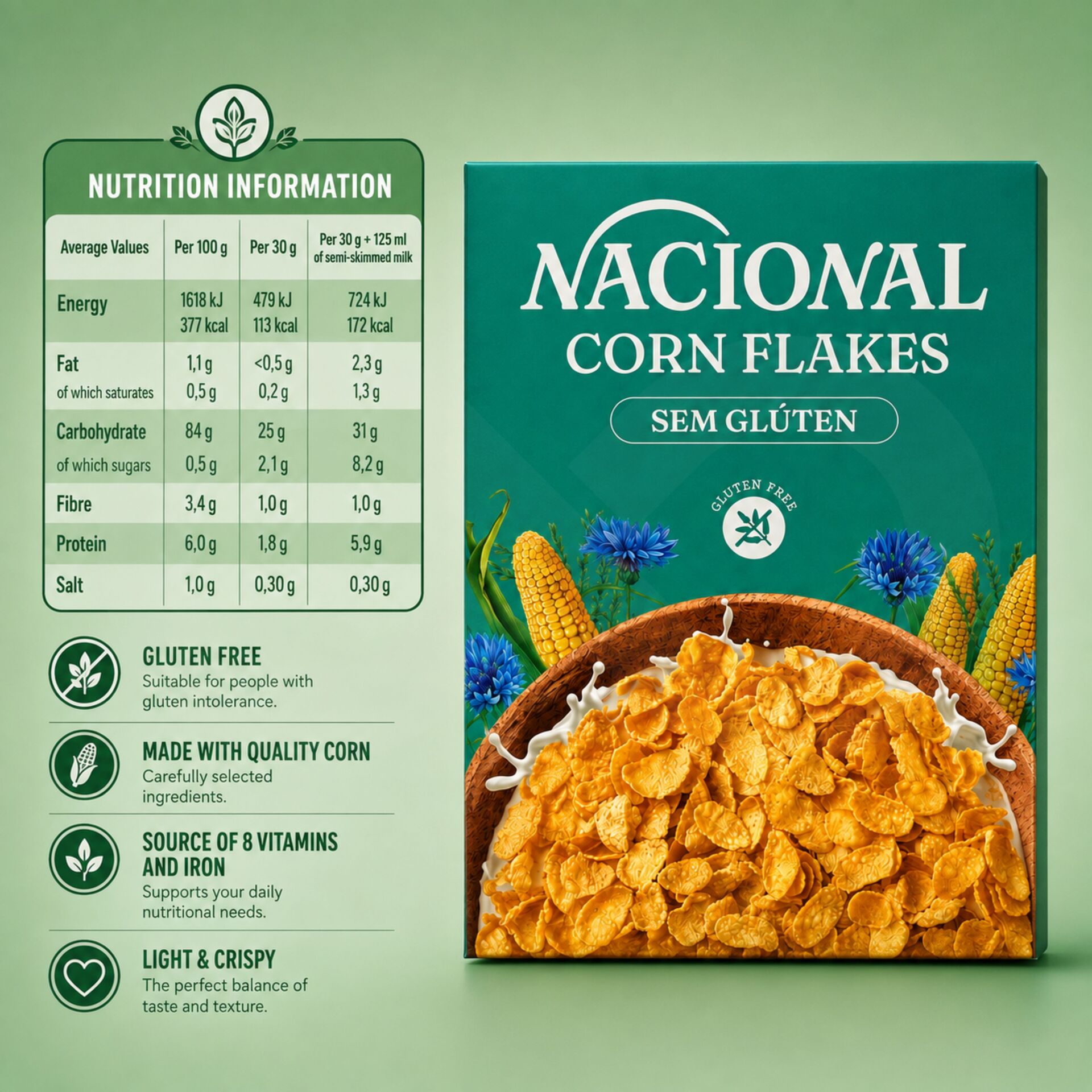 NACIONAL® Corn Flakes Gluten Free 375g
