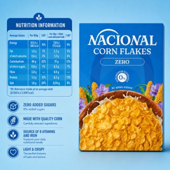 NACIONAL® Corn Flakes Bez Cukru 375g