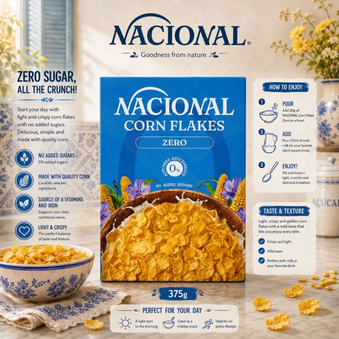 NACIONAL® Corn Flakes Bez Cukru 375g