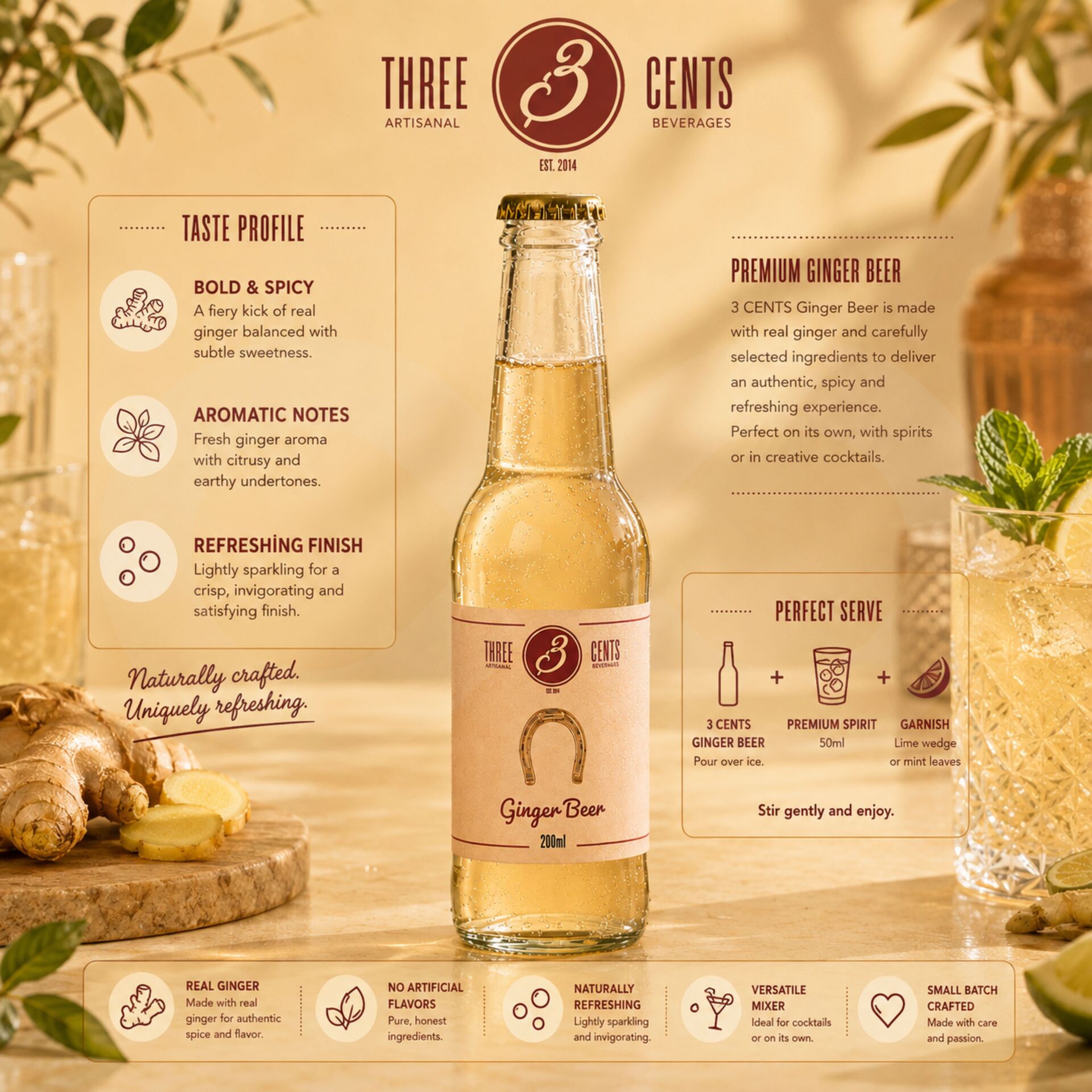 THREE CENTSŪ Ginger Beer 200ml