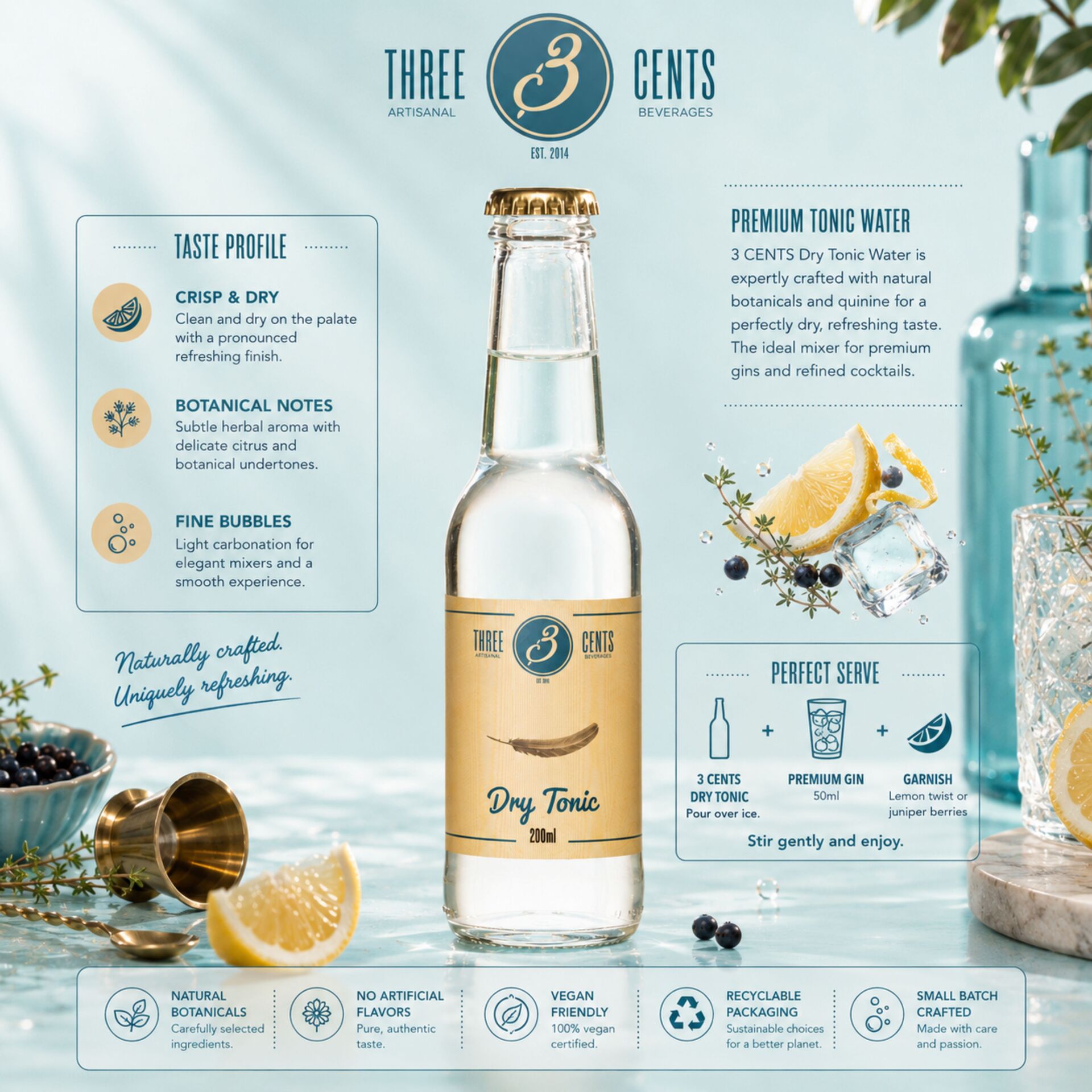 THREE CENTS® Tonic Sec 200ml