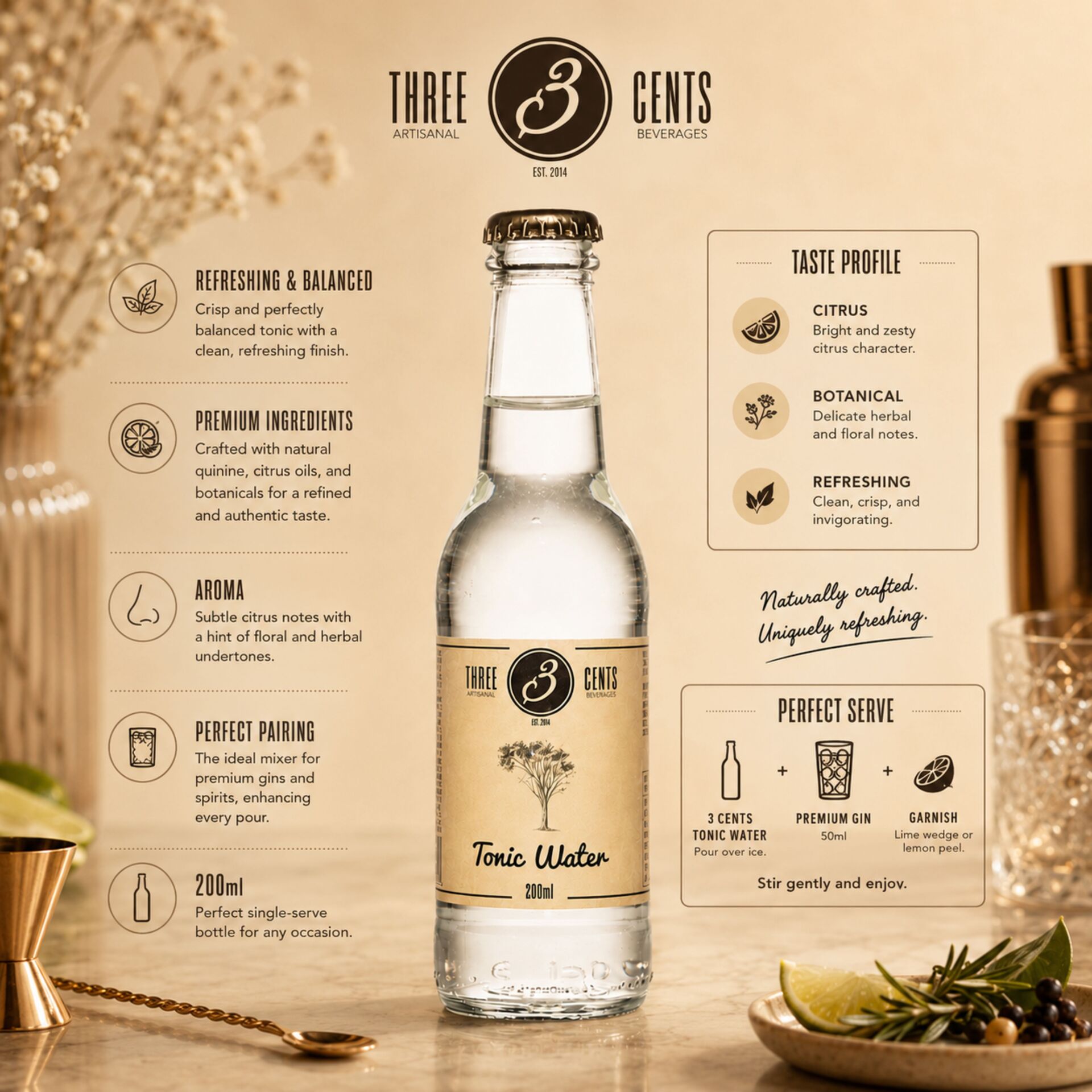 THREE CENTS® Eau Tonique 200ml