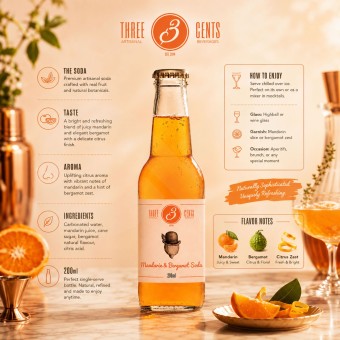 THREE CENTS® Mandarin & Bergamot Soda 200ml