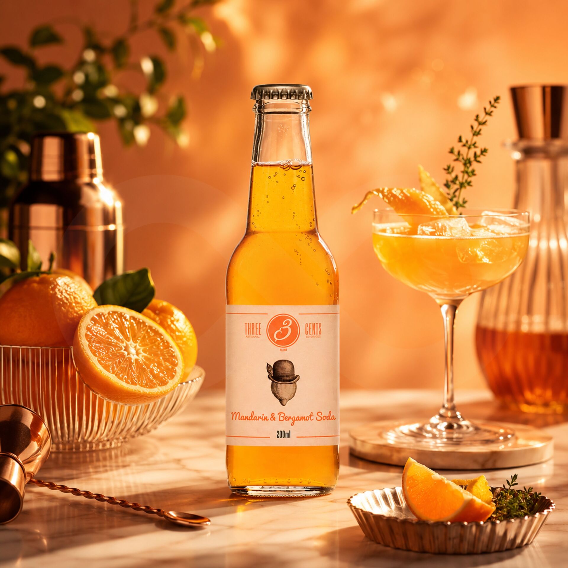 THREE CENTS® Mandarin & Bergamot Soda 200ml