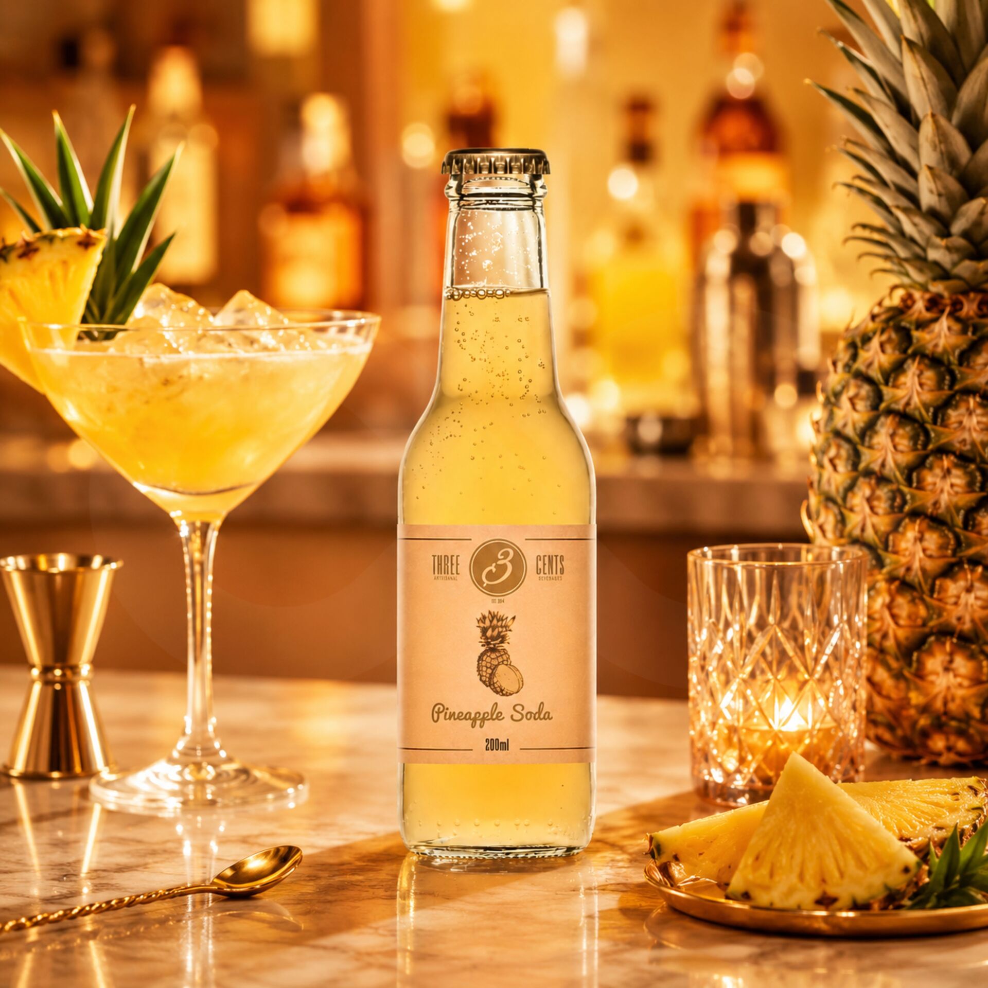 THREE CENTSŪ Pineapple Soda 200ml