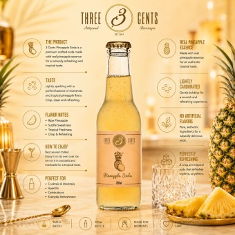 THREE CENTSŪ Pineapple Soda 200ml
