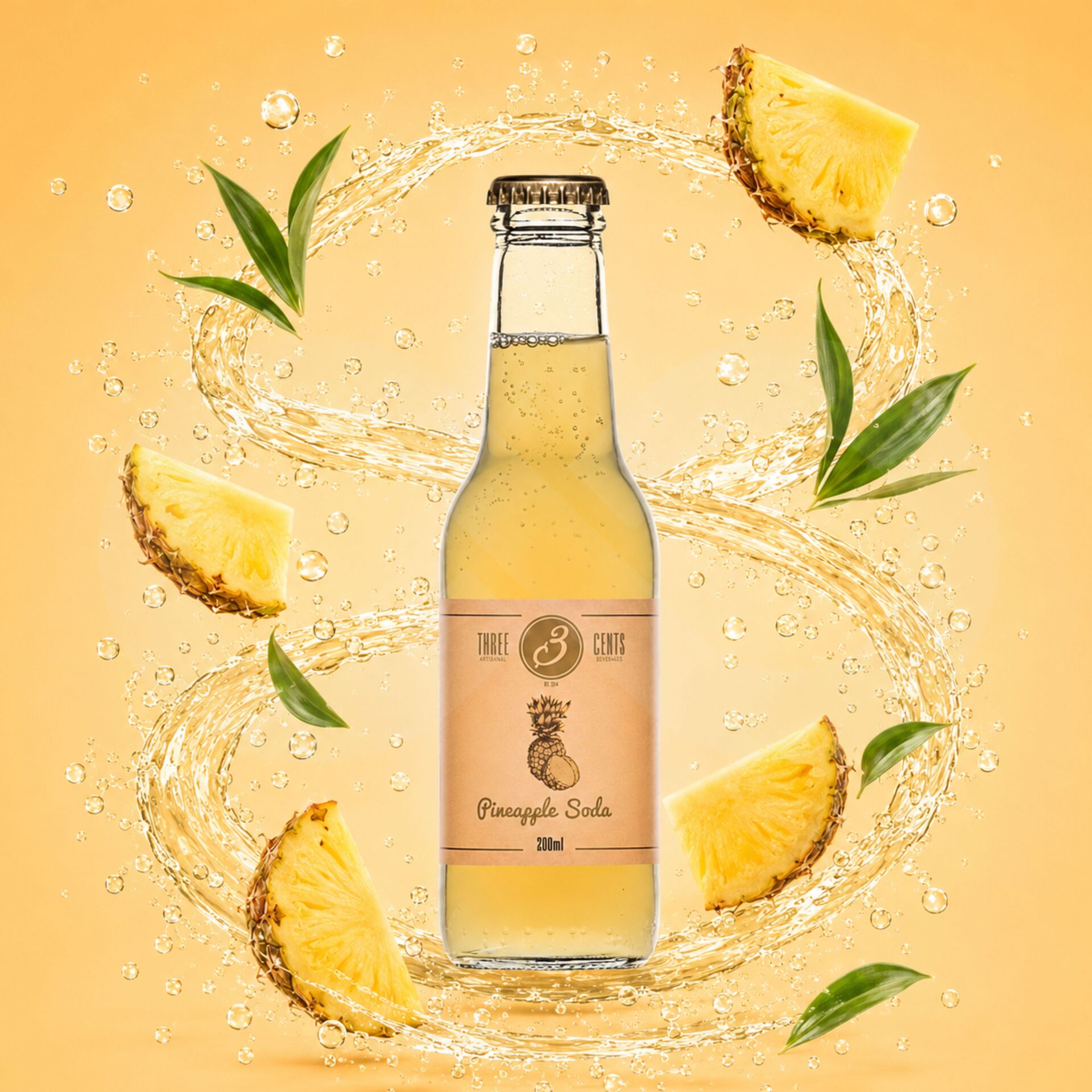 THREE CENTSŪ Pineapple Soda 200ml