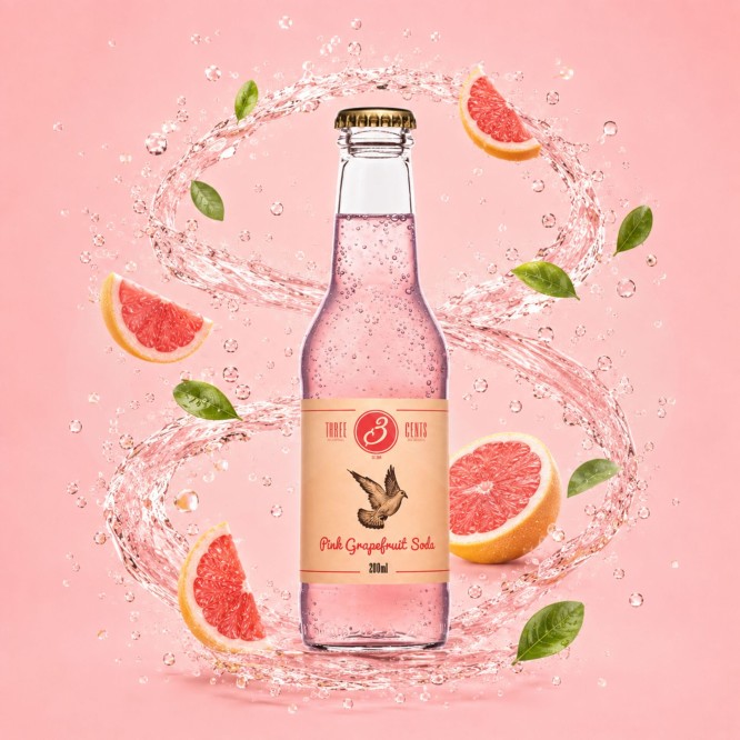 THREE CENTS® Pink Grapefruit Soda 200ml