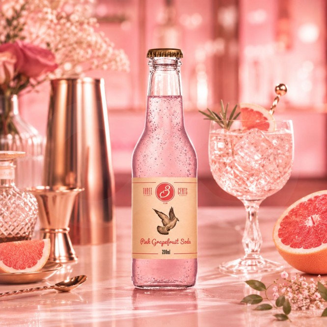 THREE CENTS® Pink Grapefruit Soda 200ml