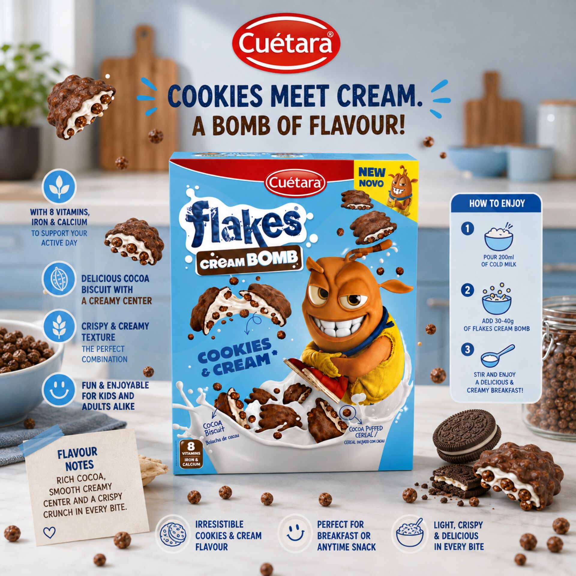 CUÉTARA FLAKES® Ciastka Cream Bomb 350gr