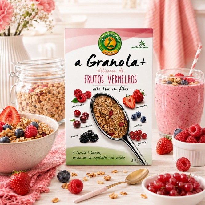 CEM POR CENTO® Granola+ Rote Früchte 350gr