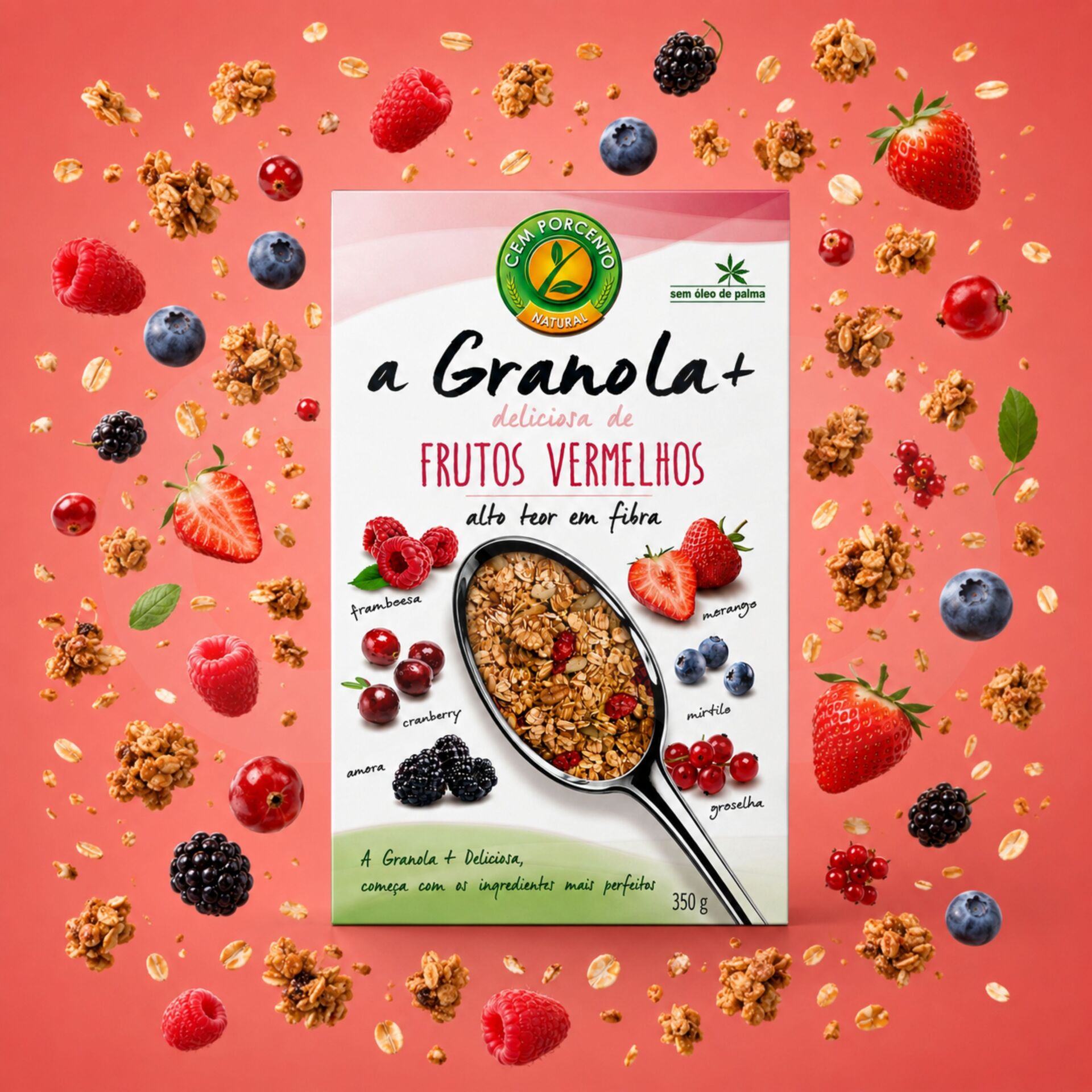 CEM POR CENTO® Granola+ Rote Früchte 350gr