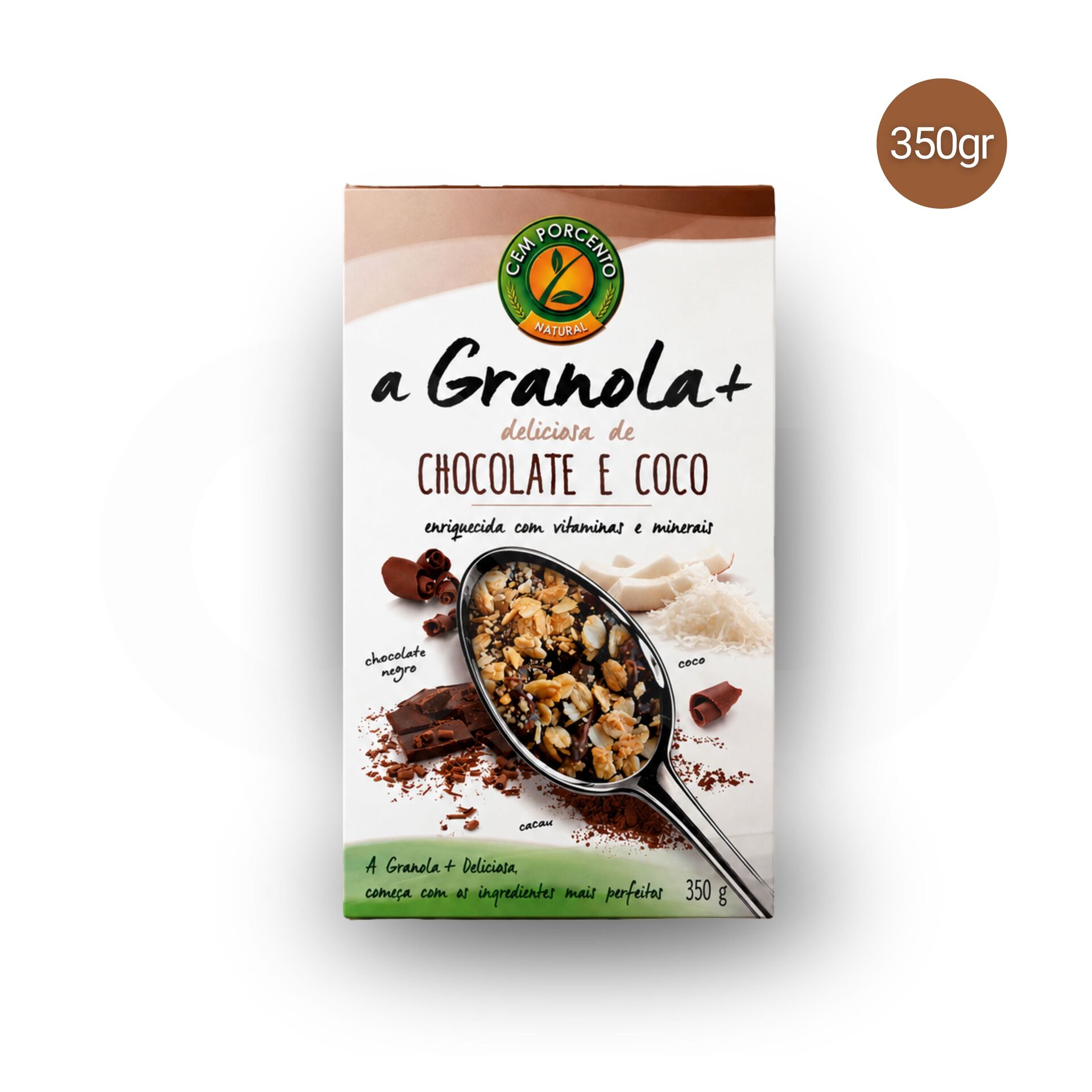 CEM POR CENTO® Granola+ Chocolate e Coco 350g