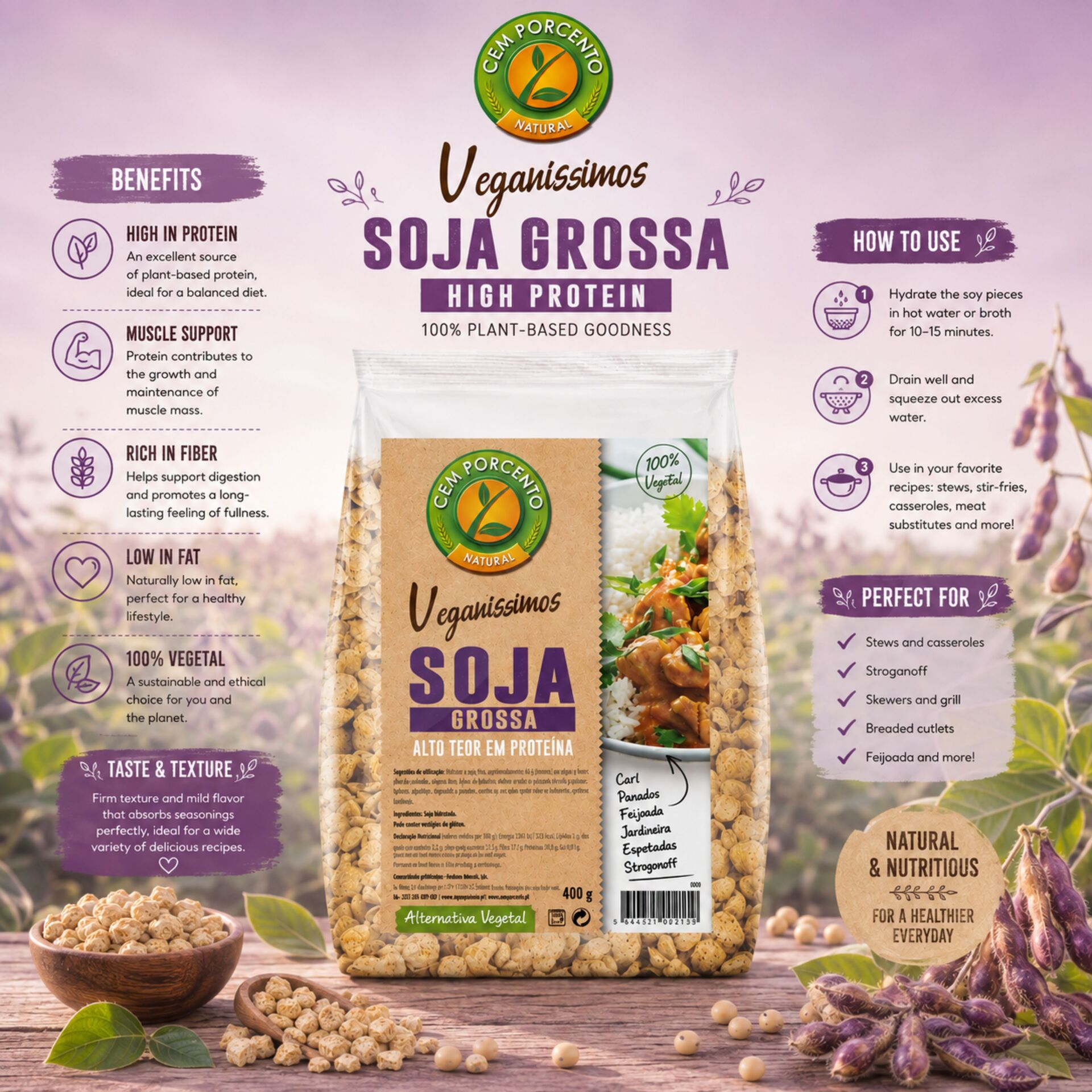 CEM POR CENTO® Veganissimos Gruby Granulat Sojowy 400gr