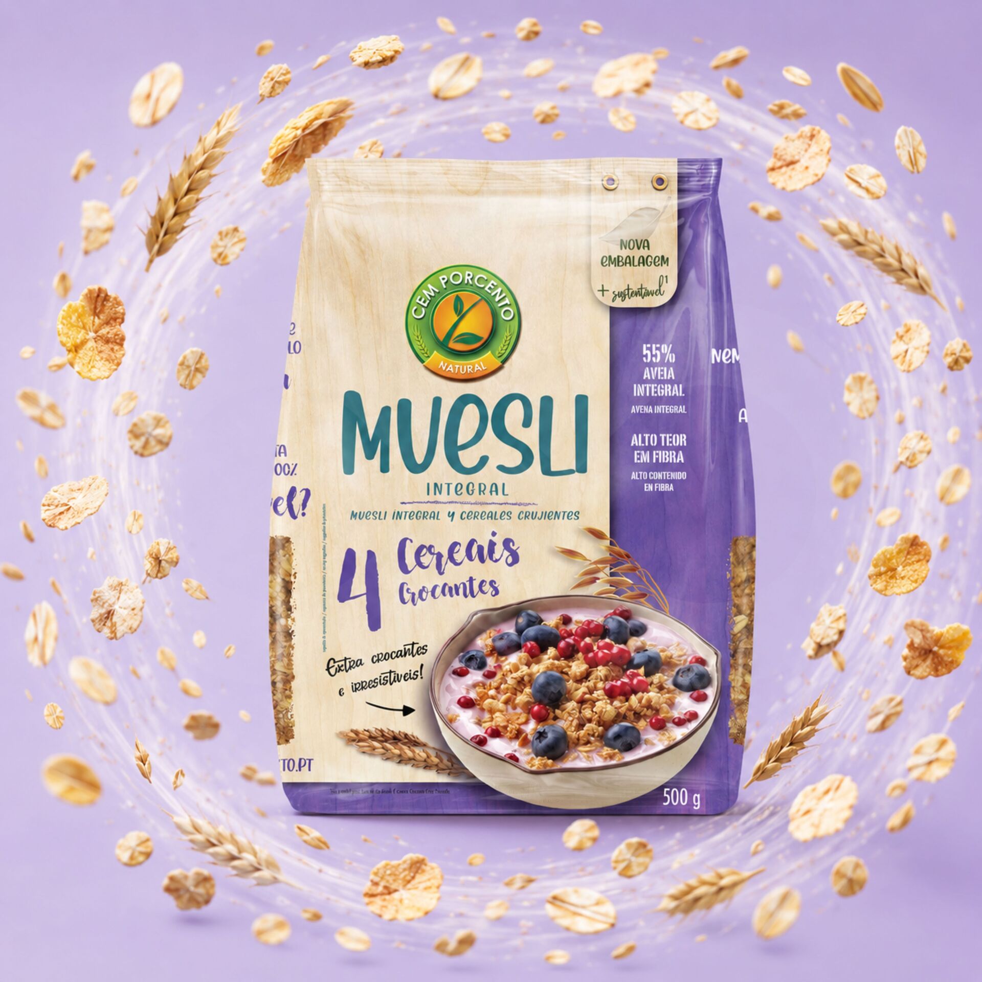 CEM POR CENTO® Muesli Complet 4 Céréales 500gr