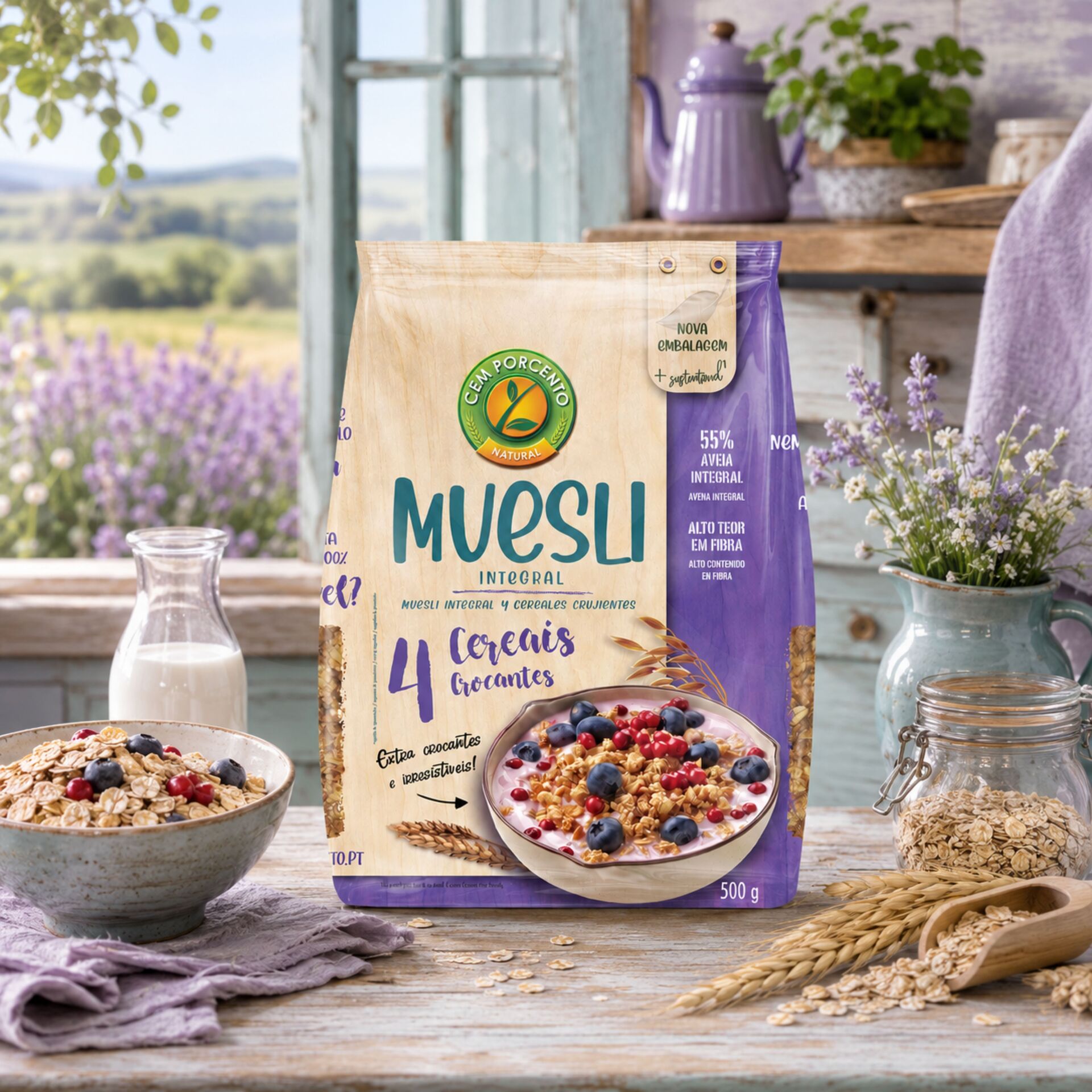 CEM POR CENTO® Muesli Complet 4 Céréales 500gr