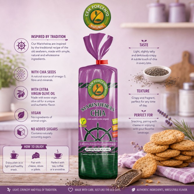 EM POR CENTO� Biscuits Marinheiras aux Graines de Chia 200gr