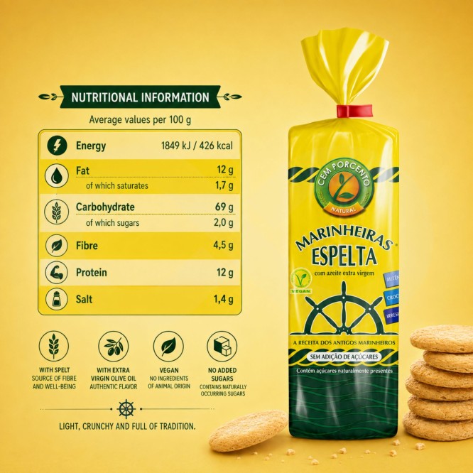 CEM POR CENTO® Biscuits Marins à l’Épeautre 200gr
