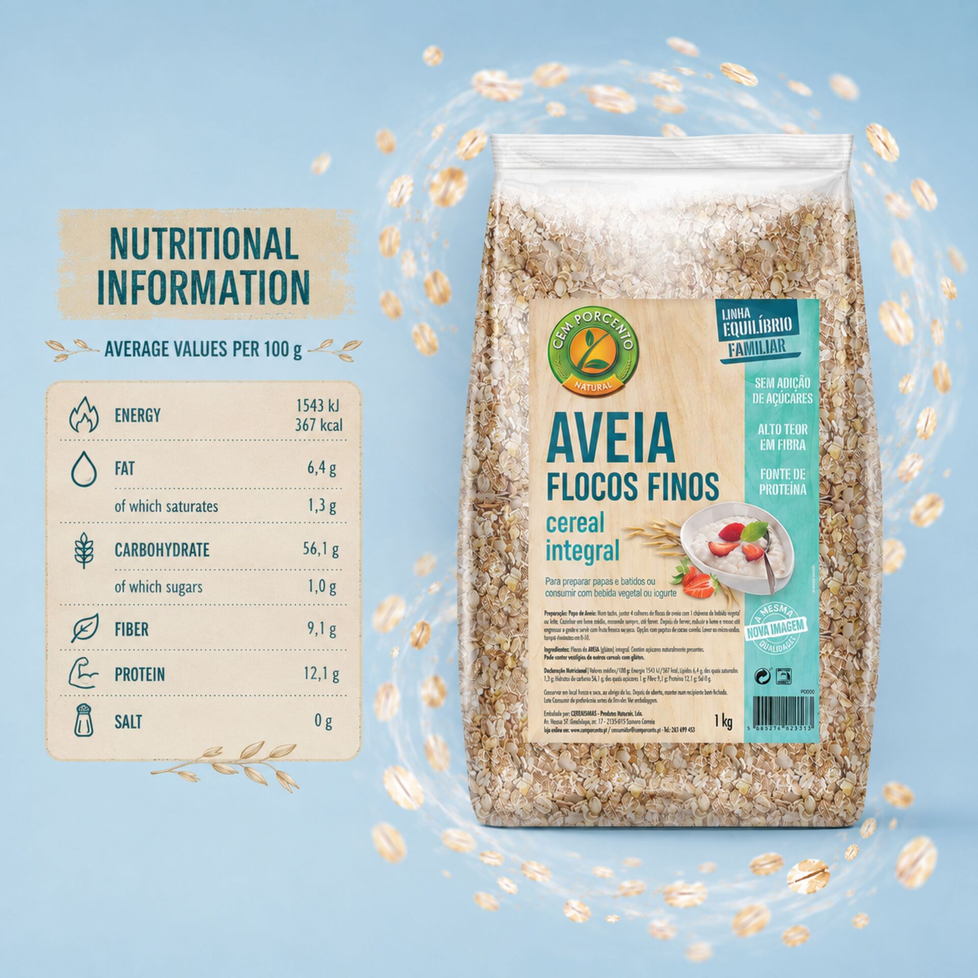 CEM POR CENTO® Copos Finos de Avena 1Kg